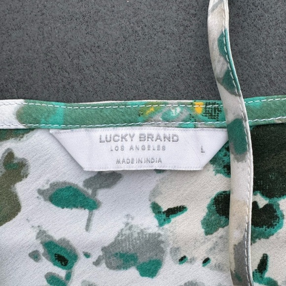 Lucky Brand Satin Floral Camisole –Green Sz L - Picture 3 of 3